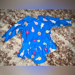 Dot Toddler Long Sleeve Bathing Suit with Ruffle 🌵